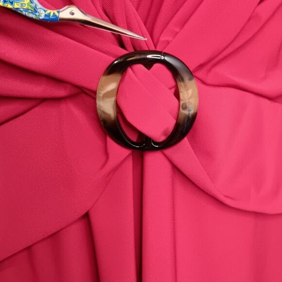 VINTAGE GILLI Stretchy Blouse Top Plus 2X V-Neck Surplice Red Career Dressy Trip - Picture 7 of 9